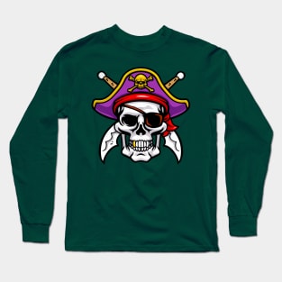 Pirate Skull Cool Kids Crossbones Spooky Pirate Captain Halloween Long Sleeve T-Shirt